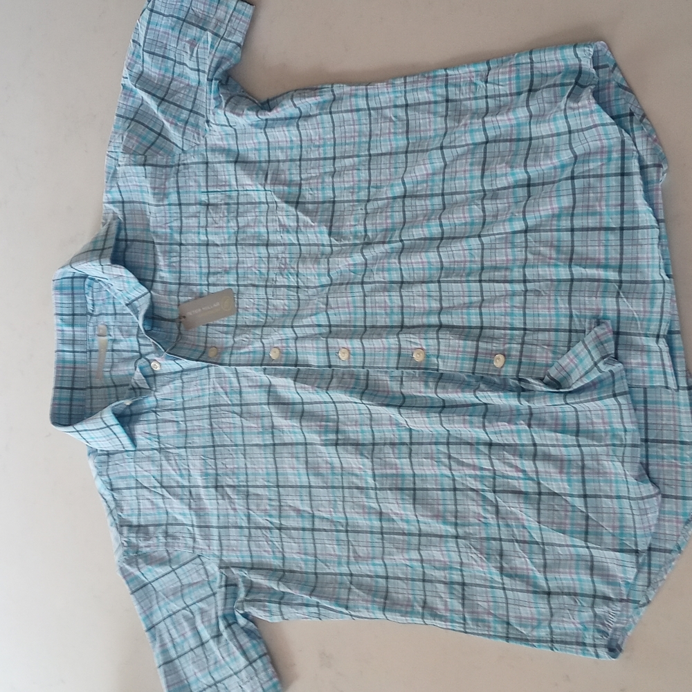 Peter Millar Featherweight M blue plaid  button up